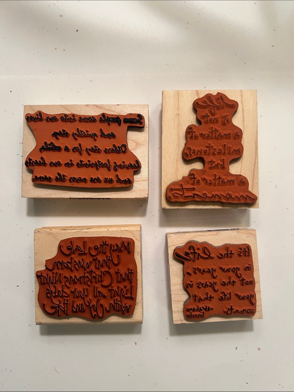 Hobby Lobby Wooden Sentiment Stamp Bundle(4) a mix of NWT and gently used - Picture 3 of 7